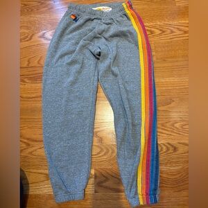 Aviator Nation Sweatpants - LIKE NEW - rainbow stripe in heather gray